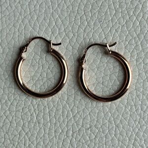 14k solid Rose Gold 16mm Latch-Back Hoop earrings